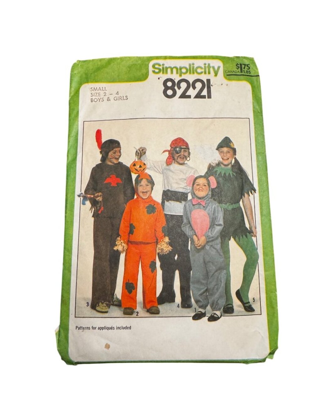 Vintage Simplicity 8221 Costume Sewing Pattern Sz Small 2-4 Boys Girls Halloween